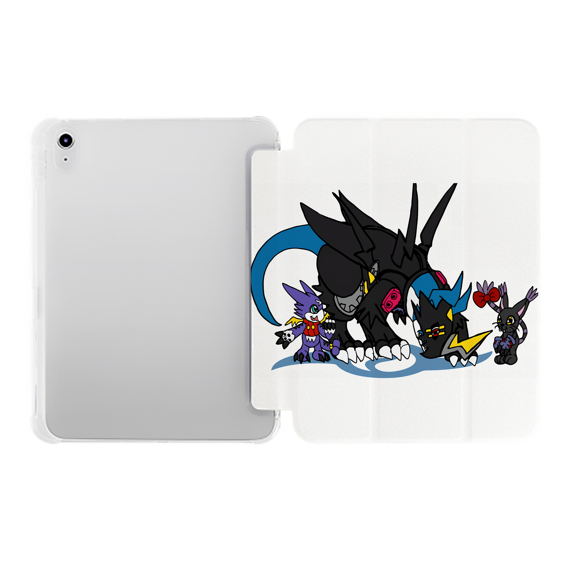 （画像用） Digimon デジタルモンスター/デジモン IPad ケース ペン収納付き 三つ折りスタンド PUレザー×シリコン 対応機種9.5/10.5/10.9インチ